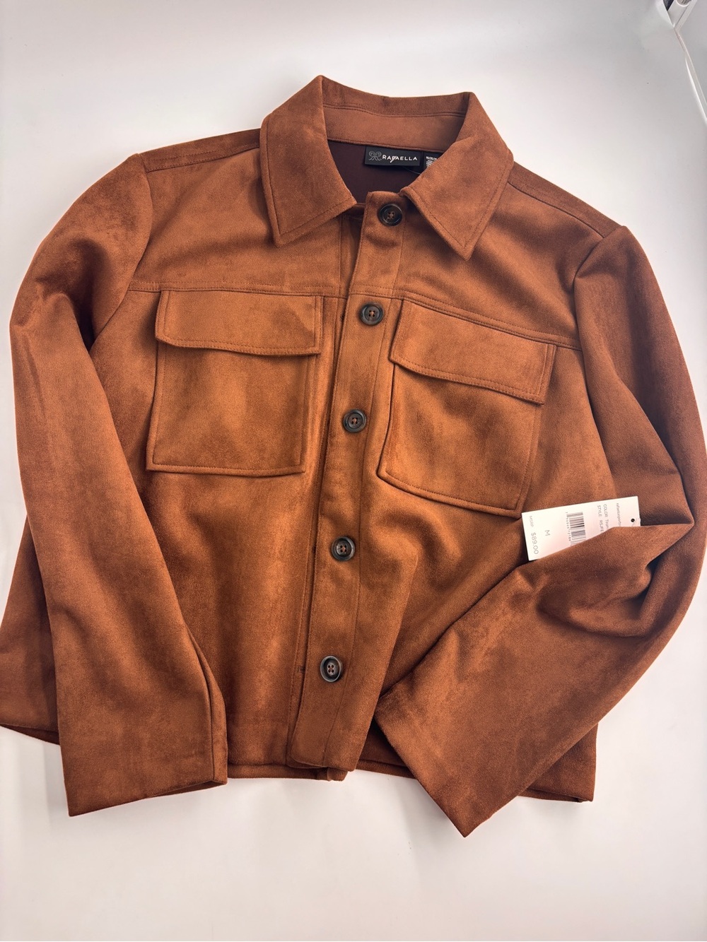 Raphaella Brown Suede Button-Front Jacket